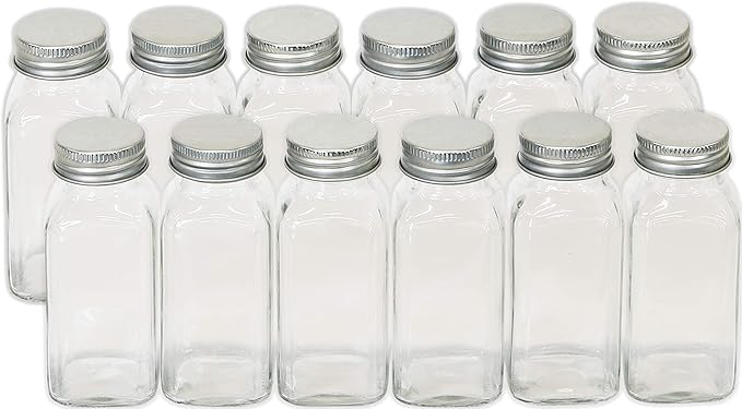 Simple Houseware Spice Jars 6 Ounce Square Glass Bottles with Shaker Lids, Funnel and Labels for Seasoning & Storage, 24 Pack - Image 3