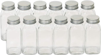 Simple Houseware Spice Jars 6 Ounce Square Glass Bottles with Shaker Lids, Funnel and Labels for Seasoning & Storage, 24 Pack - Image 3