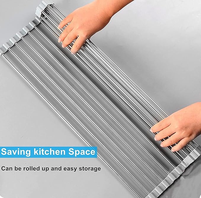 Seropy Extra Large 20.5"x13.7" Roll Up Dish Drying Rack Over The Sink Dish Drainer for Kitchen Counter, Sink Drying Rack Drying Mat Folding Rack Kitchen Sink Organizer Home Essentials - Image 2