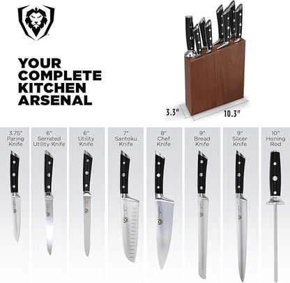 Dalstrong 8-Piece Knife Block Set — German High-Carbon Steel, Full-Tang, Hand-Polished 14–16° Edge — Gladiator Series For First Real Kitchens, New Homeowners & Apartment Cooks — Acacia Block, NSF - Image 6