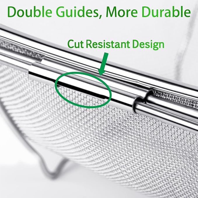 Tiawudi 6-Quart Large Over The Sink Colander, Heavy Duty 40% Thicker 18/8 Stainless Steel Fine Mesh Strainer Basket with Expandable Rubber Grip Handles - Strain, Drain, Rinse Fruits, Vegetables - Image 5
