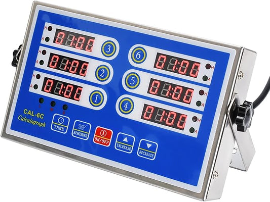 Kitchen Timers for Cooking – 6 Channel Commercial Kitchen Timer Restaurant Kitchen Supplies – Stainless Steel LED Technology Kitchen Timer Digital – Reminder Function, Loud Alarm, Blue by YOOYIST