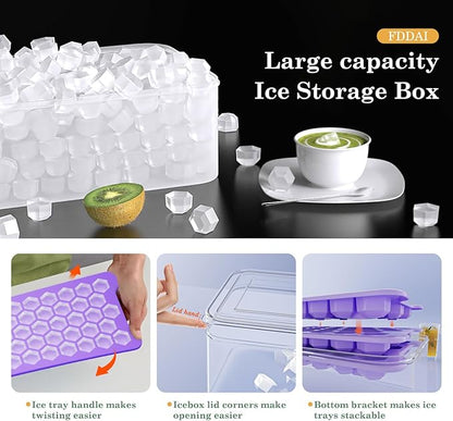 Mini Ice Cube Tray for Freezer: Small Plastic Ice Cubes Trays for Freezer with Box - Easy Release Stackable Mini Ice Cube Maker - Nugget Ice Trays for Freezer with Ice Container - Image 3