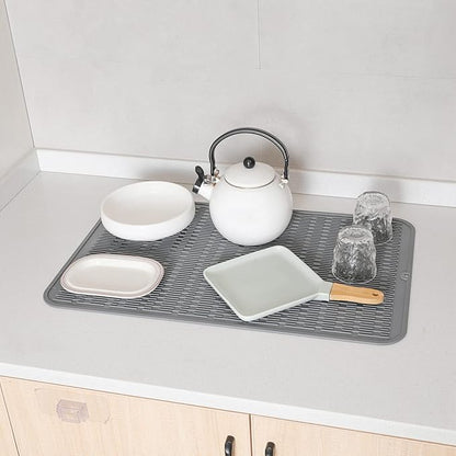 MicoYang Silicone Dish Drying Mat for Multiple Usage,Easy clean,Eco-friendly,Heat-resistant Silicone Mat for Kitchen Counter or Sink,Refrigerator or Drawer Liner Grey 3XL 28 inches x 18 inches - Image 7
