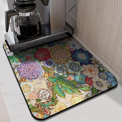 Kitchen Countertop Dish Drying Mat,Super Absorbent Coffee Bar Mat for Maker Espresso Machine, Anti-Slip Accessories for Kitchen Countertops 24x18 Inch