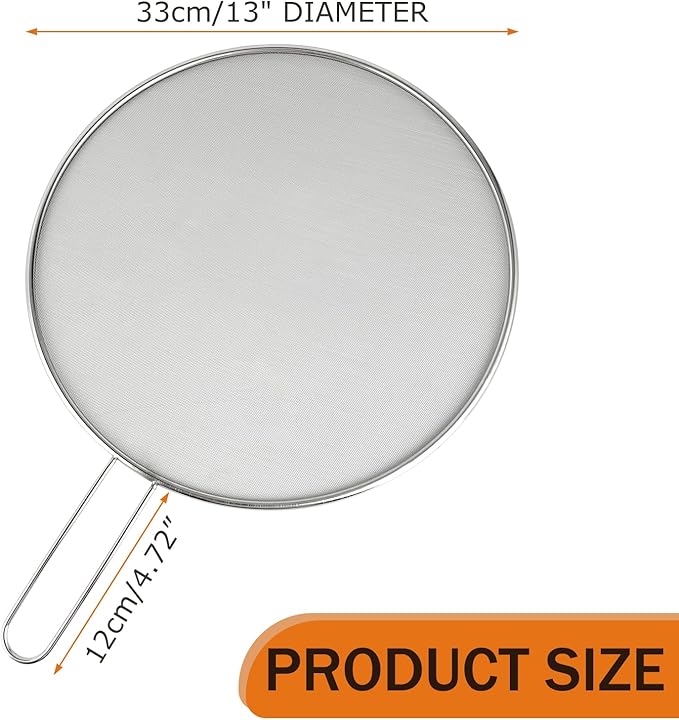 2-Pack Splatter Guard, 13 in Stainless Steel Grease Splatter Screen - Oil-Resistant Mesh for Fry Pan, Suitable for Most Cookware, Kitchen Essential - Image 2
