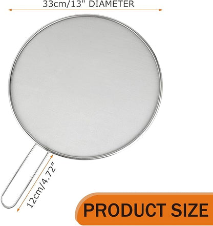 2-Pack Splatter Guard, 13 in Stainless Steel Grease Splatter Screen - Oil-Resistant Mesh for Fry Pan, Suitable for Most Cookware, Kitchen Essential - Image 2