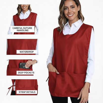 Xeoxarel Unisex Cobbler Apron with 3 Pockets, Smock Vest Apron, Suitable for Cooking，Kitchen，Garden，Hairstylist，Cleaning，Art
