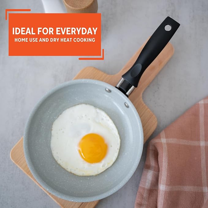 IMUSA 6.3” Gray Speckled Ceramic Mini Fry Pan with Glass Lid – PFAS Free Nonstick Small Skillet for Eggs, Mini Omelets, Crepes & Single Servings, Matte Black Exterior - Image 7