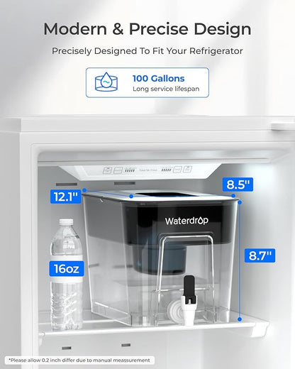 Waterdrop WFD-22L-A Alkaline Water Filter Dispenser, Large 40-Cup Water Filter Pitcher, Healthy, Clean & Toxin-Free Mineralized Alkaline Water, 100-Gallon, BPA Free, Black - Image 4