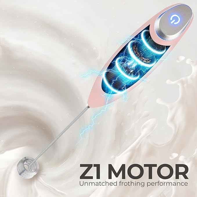 Zulay Kitchen Patented Tornado Triple Whisk Milk Frother with 4 Duracell Batteries – Handheld Foam Maker for Coffee, Lattes, Matcha & Hot Chocolate – Rich, Creamy Froth in Seconds - Spritz Pink - Image 7