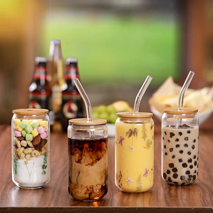 NETANY 1 Pack Glass Cups with Bamboo Lids and Straws 16 oz, Gifts for Women, Drinking glasses set, Iced Coffee, Tea Cup, Cute Aesthetics Tumbler Cup, Mothers Day, Birthday Gifts for Her Mom - Image 4
