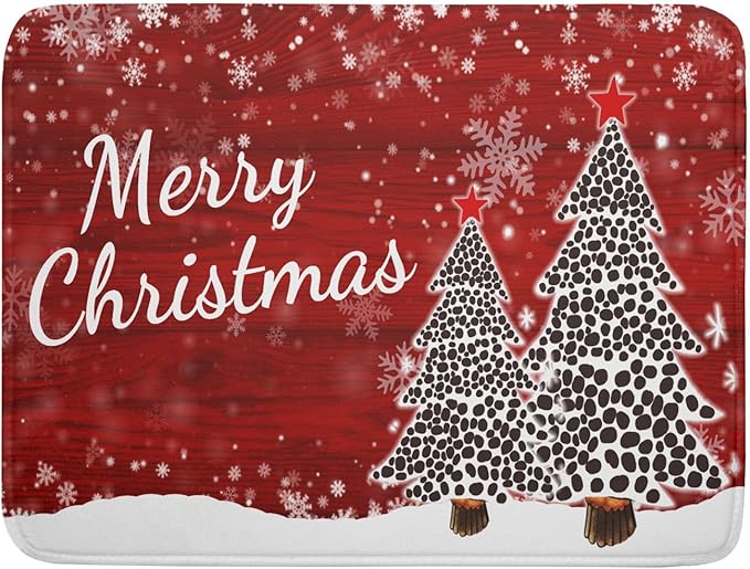 Merry Christmas Tree Red Dish Drying Mat for Kitchen Counter,Winter Snowflake Pine Drying Mat 18 x 24 Inch with Absorbent Reversible Microfiber Dish Drying Pad for Coffee Bar by Anyako