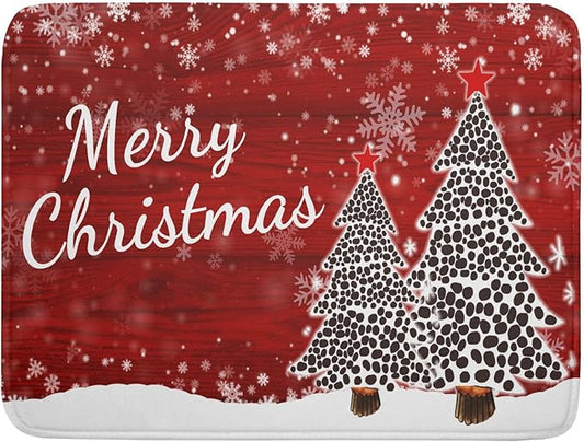Merry Christmas Tree Red Dish Drying Mat for Kitchen Counter,Winter Snowflake Pine Drying Mat 18 x 24 Inch with Absorbent Reversible Microfiber Dish Drying Pad for Coffee Bar by Anyako