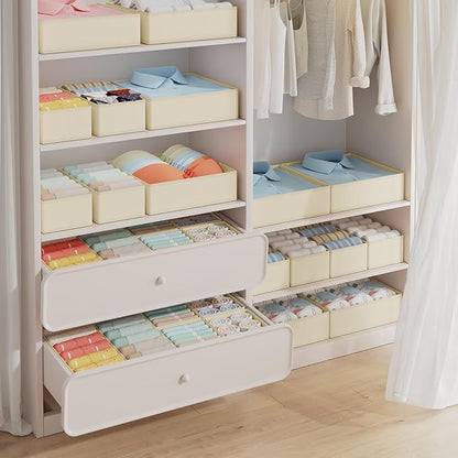 DIMJ Drawer Organizer Clothes, 20 Pack Dresser Organizer, Foldable Closet Organizers and Storage, Fabric Dresser Bins, Drawer Dividers for Nursery, Baby Clothes, Underwears, Sock (Beige) - Image 4