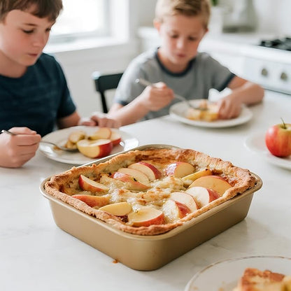 Baking Pan Set of 2, 12.5’’ X 10’’ X 2.4’’ Nonstick Sheet Cake Pan for Christmas Thanksgiving, Durable Cookie Sheets for Baking Lasagna Deep-Dish Pizza Brownies Casseroles, Rose Gold & Easy to Clean - Image 7