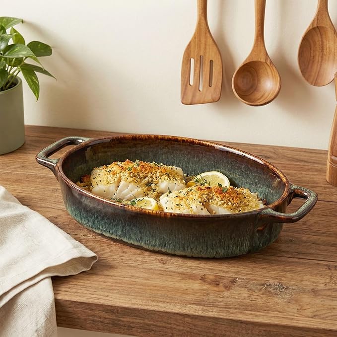 9" x 6" Porcelain Oval Casserole Dishes, 2 pieces Baking Dish for Oven, 27 OZ Ceramic Lasagna Pans, Oven Safe Bakeware for Kitchen Cooking, Cake, Banquet and Dinner