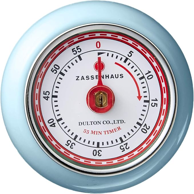 Zassenhaus Magnetic Retro Kitchen Timer, Classic Mechanical Cooking Timer (Light Blue) - Image 2
