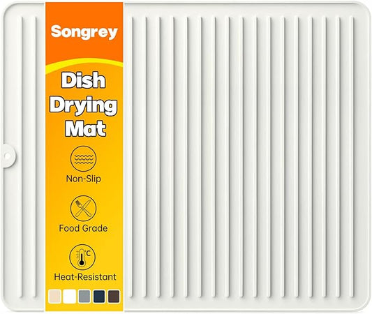 Songrey 18" x 16" Silicone Dish Drying Mat, Kitchen Counter Drying Pad for Sink Dishes or Under Rack, Multi-Use as Heat Resistant Trivet, Coffee Bar Mat by Unknown