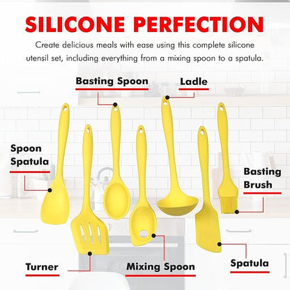 Chef Craft Premium Silicone Kitchen Tool and Utensil Set, 7 Piece, Yellow - Image 4