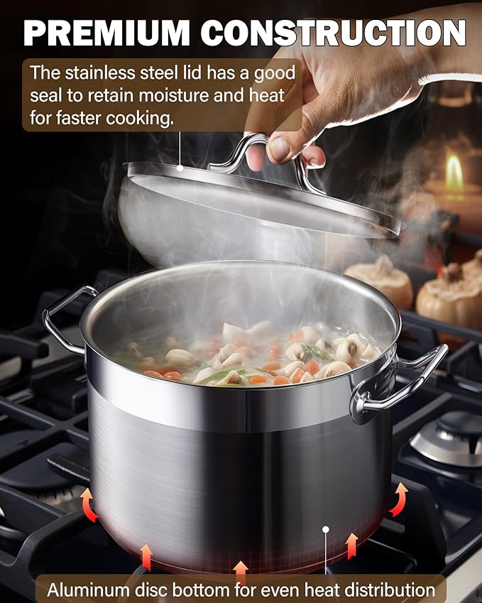 Cooks Standard Stockpots Stainless Steel, 8 Quart Professional Grade Stock Pot with Lid, Silver - Image 5