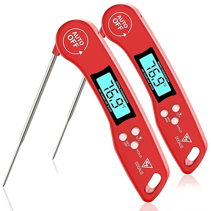 DOQAUS Digital Meat Thermometer, 2 Pack Instant Read Food Thermometer for Cooking, Kitchen Probe with Backlit & Reversible Display, Cooking Temperature for Turkey, Bread, Baking, Sourdough by DOQAUS