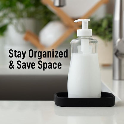 Zulay Kitchen Small Silicone Sponge Holder (4.9x3.3”) – Space-Saving Sink Organizer Tray for Sponge, Soap, Brush & More – Compact Non-Slip Dish for Kitchen & Bathroom (Black) - Image 6