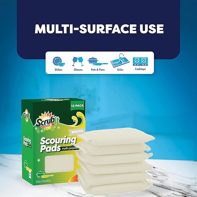 Multi-Purpose Scouring Pad by Scrub-It - Non-Scratch Cleaning Dobie Pads for Pots, Pans, Dishes, Utensils & Non-Stick Cookware - Sponge Scrubbers Use for Kitchen, Bathroom & More (6 Pack) - Image 5