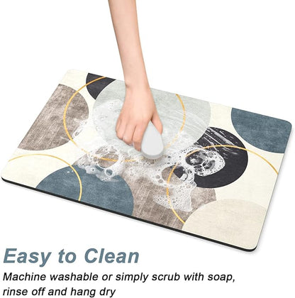 Rnivvi Coffee Mat, 16" x 24" Cute Boho Theme Coffee Bar Mats for Espresso Machine Station Accessories and Organizer, Hide Stain Rubber Backed Absorbent Dish Drying Pad for Kitchen Counter, Circle - Image 5