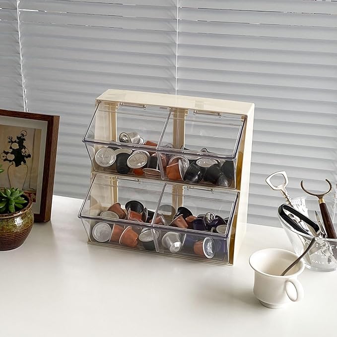 Large Coffee and Tea Organizer with Lid, Plastic Creamer Holder for Coffee Bar, Coffee Accessories Storage Box for K Cups, Coffee Pod, Sugar Bags, Drinking Straw (White) - Image 5
