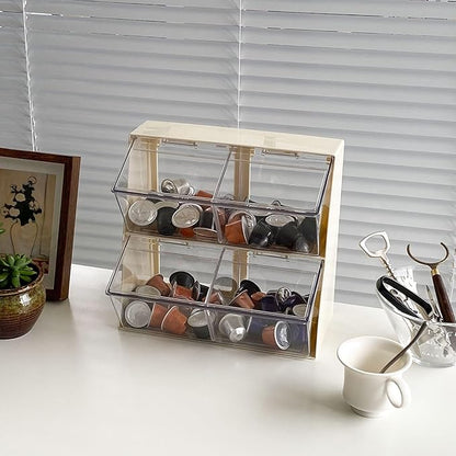 Large Coffee and Tea Organizer with Lid, Plastic Creamer Holder for Coffee Bar, Coffee Accessories Storage Box for K Cups, Coffee Pod, Sugar Bags, Drinking Straw (White) - Image 5