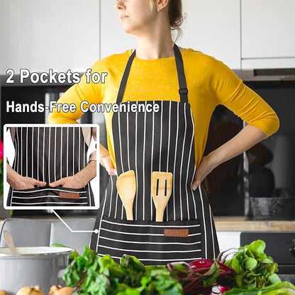 BeLuyi Adjustable Bib Apron with 2 Pockets Chef Cooking Kitchen Restaurant Aprons for Women Men - Image 4