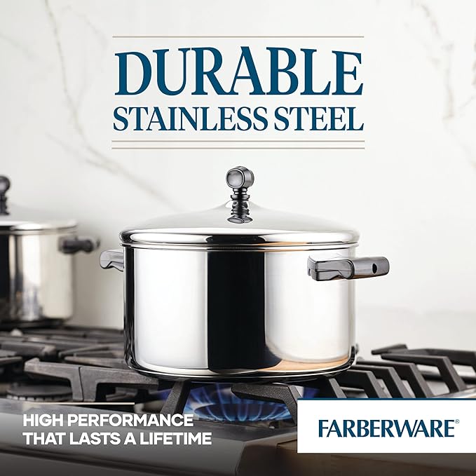 Farberware Classic Stainless Steel 6-Quart Stockpot with Lid, Stainless Steel Pot with Lid, Silver - Image 2