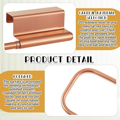 Yaocom 12.4 Inches Cabinet Door Paper Towel Holder Camper Under Sink No Drilling Paper Towel Storage and Dispenser for RV Kitchen Bathroom Laundry Room, Stainless Steel(Rose Gold,1 Pcs)