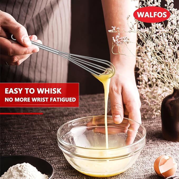 Walfos Mini Whisks, Small Whisk Bulk 304 Stainless Steel 6 Pieces, 5 Inch Tiny Whisk For Whisking, Beating Eggs, Mixing Sauces, Blending Ingredients - Image 6
