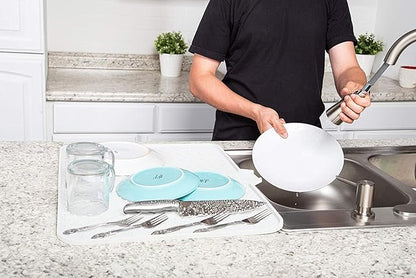 Luxet Silicone Dish Drying Mat with Built-in Drain Lip - Hygienic Drying Pad - Sturdy Compact Easy to Clean Tray Protects Surfaces Prevents Water Build Up - 23 X 17 (White) - Image 8
