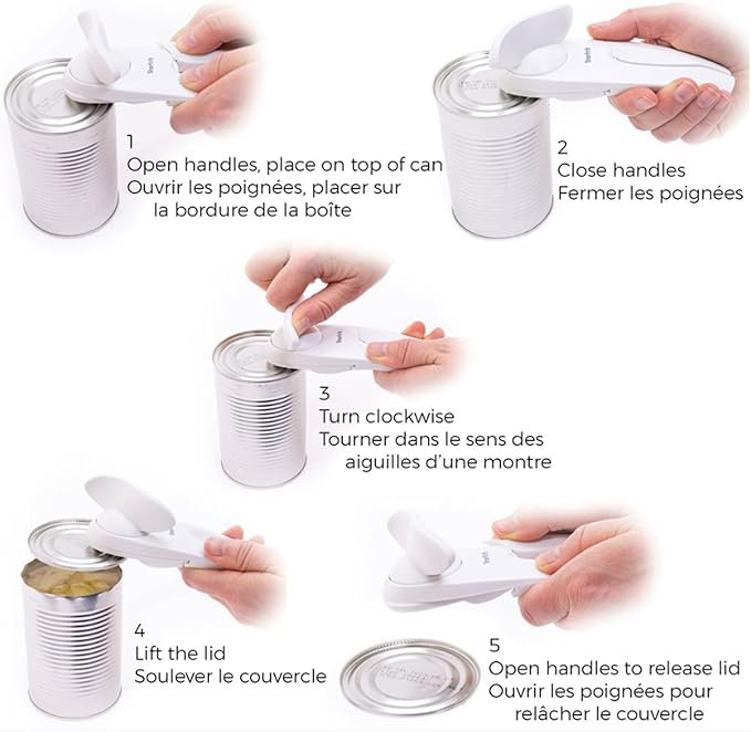 Starfrit Little Beaver Can Opener - Safe - Holds and Leaves No Sharp Edges on Lid - Comfort Grip - 3 year warranty - White - Image 2