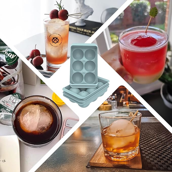 Large Ice Ball Maker Mold, 1.9" Round Ice Cube Mold for Whiskey Bourbon Cocktail, 6 Balls, Sphere Ice Mold, Big Ice Cube Tray with Container and Tongs, Easy to Fill & Release - Image 8