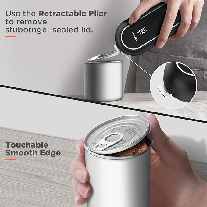 Canslab Turbo Rechargeable Can Opener - Professional Grade Blade, Auto-Stop, LED Battery Life Display, Wall-mountable, Side Cut Electric Can Opener for Smooth Edge, Hands-free Operation,USB-C Charging - Image 6