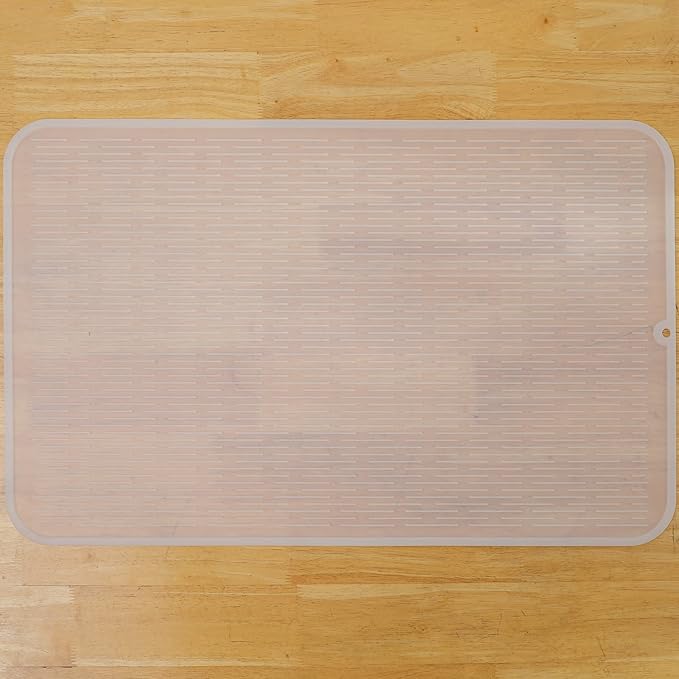 MicoYang Silicone Dish Drying Mat for Multiple Usage,Easy clean,Eco-friendly,Heat-resistant Silicone Mat for Kitchen Counter or Sink,Refrigerator or Drawer Liner Translucent 3XL 28 inches x 18 inches by MicoYang
