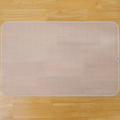 MicoYang Silicone Dish Drying Mat for Multiple Usage,Easy clean,Eco-friendly,Heat-resistant Silicone Mat for Kitchen Counter or Sink,Refrigerator or Drawer Liner Translucent 3XL 28 inches x 18 inches by MicoYang