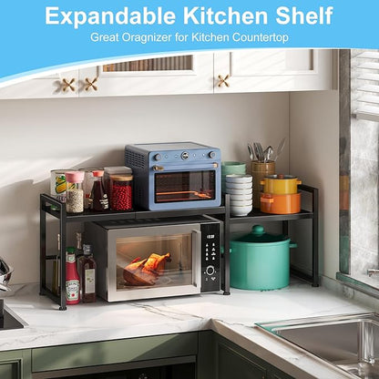 44.3 Inches Expandable Metal Storage Shelves,150LBS Heavy Duty Shelving Units and Storage For Appliance,Adjustable Utility Organization and Storage Shelf Rack For Kitchen Cabinet Closet Garage Pantry - Image 2