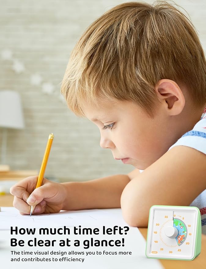 LIORQUE 60 Minute Visual Timer for Kids, Visual Countdown Timer for Classroom Office Kitchen with 'Car' Pattern Design, Pomodoro Timer with Silent Operation (Batteries Included) - Image 2