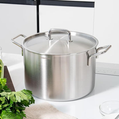 316 Stainless Steel 12.7 Quart Heavy Duty Stock Pot with Lid Deep Cooking Pot, 5Ply, Induction Cookware, Dishwasher Safe