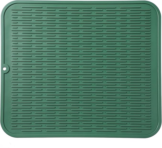 MicoYang Silicone Dish Drying Mat for Multiple Usage,Easy clean,Eco-friendly,Heat-resistant Silicone Mat for Kitchen Counter or Sink,Refrigerator or Drawer Liner Green 2XL 24 inches x 18 inches by MicoYang