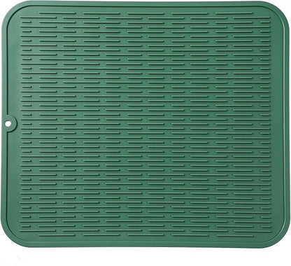 MicoYang Silicone Dish Drying Mat for Multiple Usage,Easy clean,Eco-friendly,Heat-resistant Silicone Mat for Kitchen Counter or Sink,Refrigerator or Drawer Liner Green 2XL 24 inches x 18 inches by MicoYang