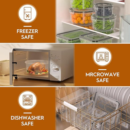 48 PCS Food Storage Containers with Lids Airtight (24 Containers & 24 Lids), Leak proof Meal Prep Container Set for Kitchen Storage, BPA-free, PVC-free Plastic, Microwave/Dishwasher Safe, Labels & Pen - Image 4