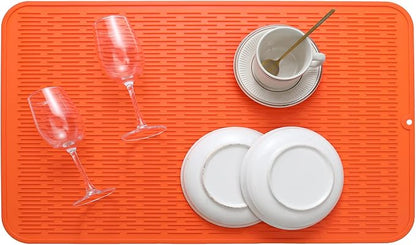 MicoYang Silicone Dish Drying Mat for Multiple Usage,Easy clean,Eco-friendly,Heat-resistant Silicone Mat for Kitchen Counter or Sink,Refrigerator or Drawer Liner Orange 3XL 28 inches x 18 inches - Image 6