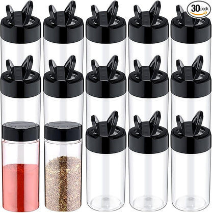 Mimorou 30 Pack 8.7 oz Plastic Spice Jars with Shaker Lids Clear Seasoning Containers Spice Bottles for Kitchen Storing Herbs Seasoning Powders by Mimorou
