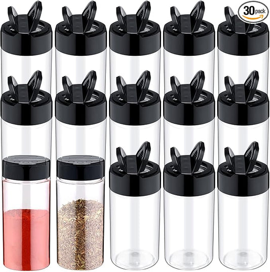 Mimorou 30 Pack 8.7 oz Plastic Spice Jars with Shaker Lids Clear Seasoning Containers Spice Bottles for Kitchen Storing Herbs Seasoning Powders by Mimorou